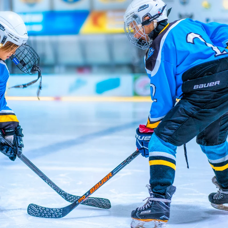 hockey stick and puck